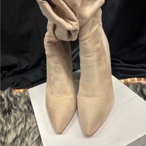 Chic Beige Women's Heeled Boots